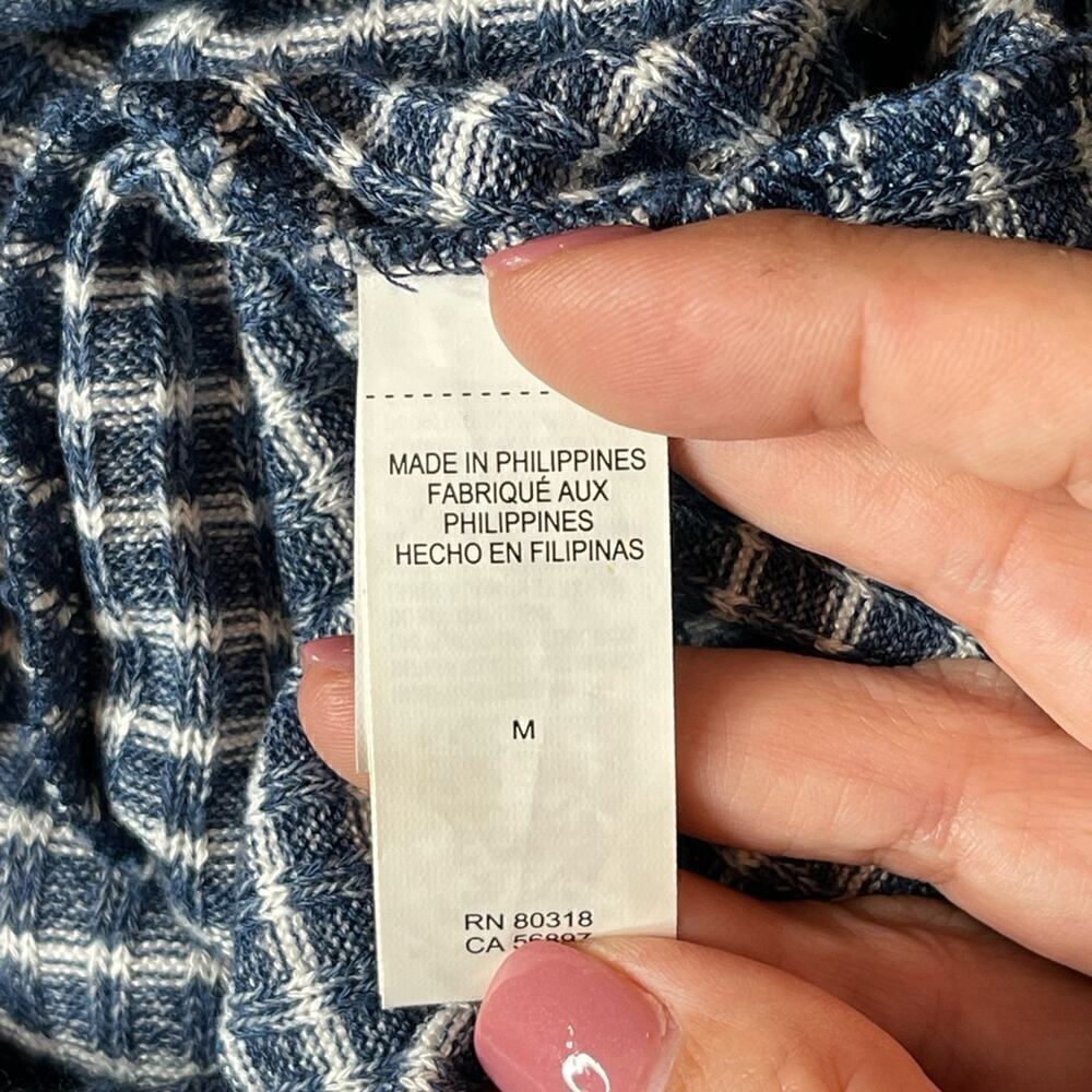 Lucky Brand Women's Cowl Neck Sweater Bonne Chance Striped Pullover Blue MED - Picture 3 of 10